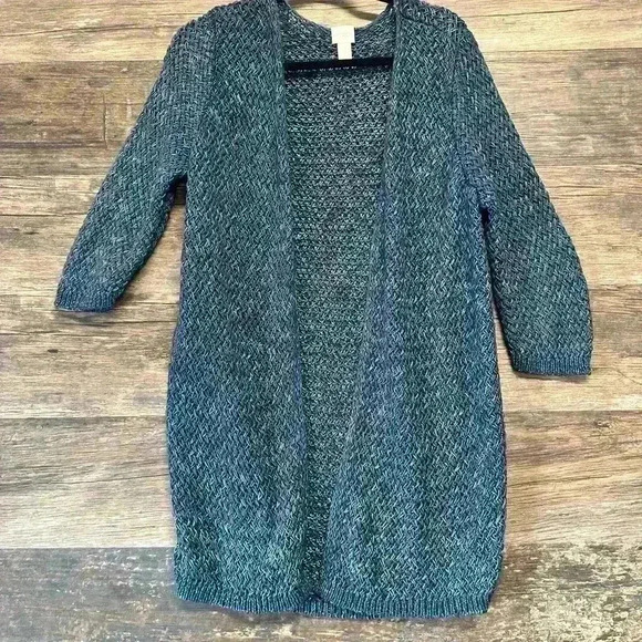 Chico's Blue Chunky Knit Long Cardigan Size 3 - Picture 1 of 5